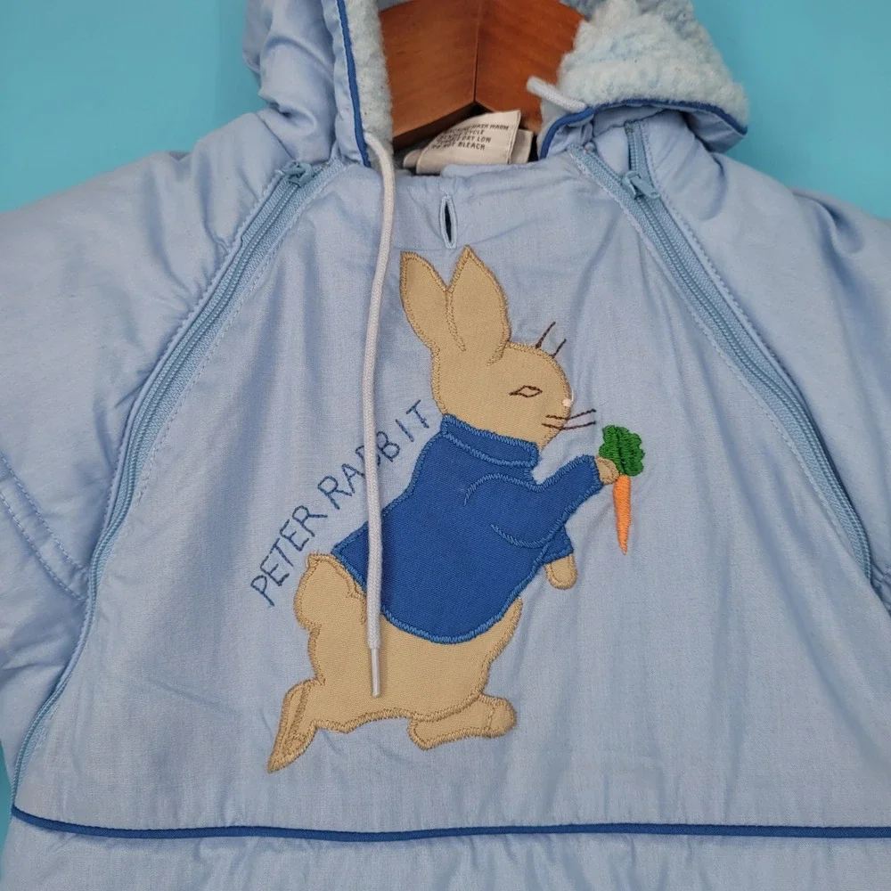 Vintage Beatrix Potter Quiltex Baby Bunting Bag Peter Rabbit Sleep Sack Blue OS